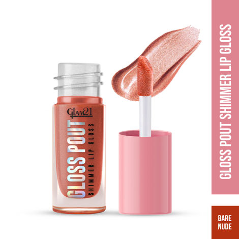 Buy Glam 21 Gloss Pout Shimmer Lip Gloss - Bare Nude 7 gm |High Shine, Glossy Finish, Non-Sticky Texture-Purplle