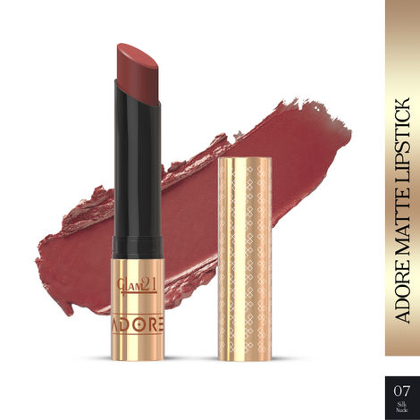 Buy Glam 21 Adore Matte Lipstick - Silk Nude - 3.5 gm, Intense Color Smudgeproof Long Lasting Lipstick UP TO 12 Hour Stay-Purplle
