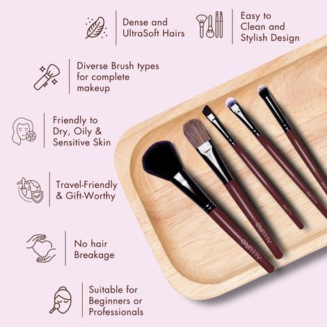 Buy Allure Set Of 5 Makeup Brushes (MBS -C5)-Purplle