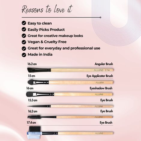 Buy Allure Classic Eye brush Combo Set of 6-Purplle