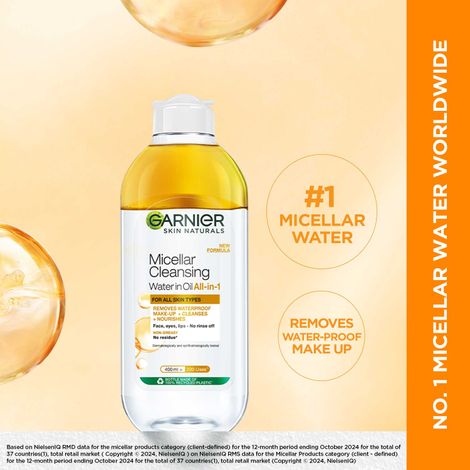 Buy Garnier Skin Naturals Micellar Cleansing Water, 400 ml - Waterproof Makeup Remover For All Skin Types-Purplle
