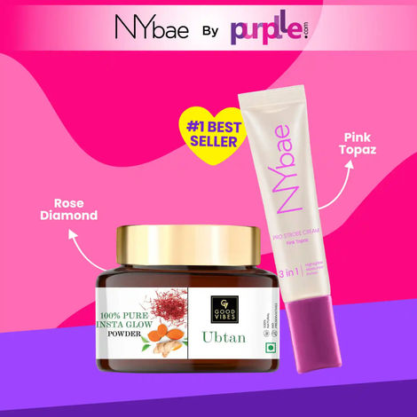 Buy NY Bae Strobe & Ubtan Glow Duo By Purplle | Pink Topaz Strobe Cream (12 gm) | Korean Glow | Ubtan Glow Powder (150 gm)| Brightening Kit | Makeup Kit - Combo of 2-Purplle