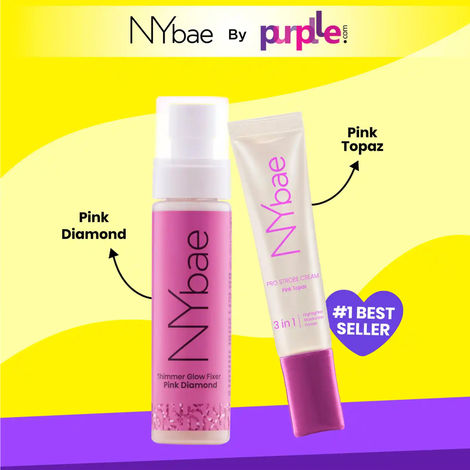 Buy NY Bae Strobe & Shimmer Spray Duo | Pink Topaz Strobe Cream | Pink Shimmer Setting Spray | Korean Glow | Long Lasting makeup | Dewy & Shimmery Finish | Highlighter | Glowing Makeup Kit Combo of 2-Purplle