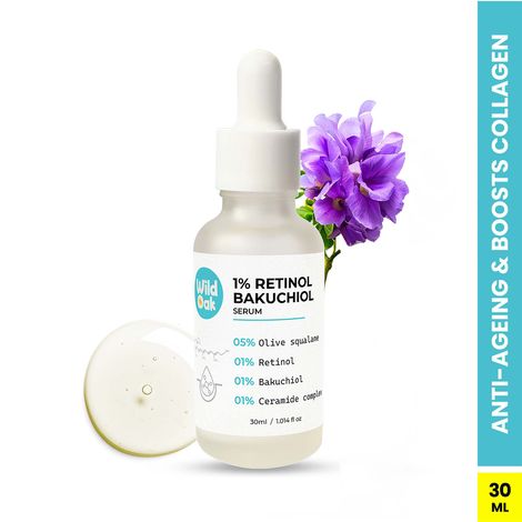 Buy Wild Oak 1% Retinol Bakuchiol Face Serum | Anti-Aging Brightening & Skin Texture Improvement | Boosts Collagen & Restoration | With Ceramides & Olive Squalane | Face Serum for Women & Men | 30 ml-Purplle