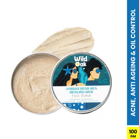 Buy Wild Oak Jordan Dead Sea Healing Mud Face Scrub | 2% Niacinamide | Blemishes & Anti Aging | De-Tan, Even Skin Tone, Brighter Complexion | Face Pack | For All Skin Types | 100 gm-Purplle