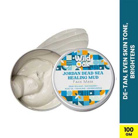 Buy Wild Oak Jordan Dead Sea Healing Mud Face Mask | 2% Niacinamide | Blemishes & Anti Aging | De-Tan, Even Skin Tone, Brighter Complexion | Face Pack | For All Skin Types | 100 gm-Purplle