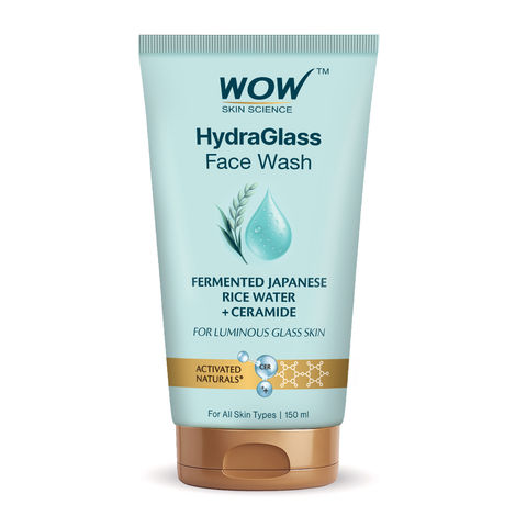 Buy WOW Skin Science HydraGlass Face Wash | Fermented Japanese Rice Water + Ceramide | For Glass-Like Skin with Refined Pores & Smooth Texture | Soap-Free Gentle Cleanser | For All Skin Types | 150 ml-Purplle