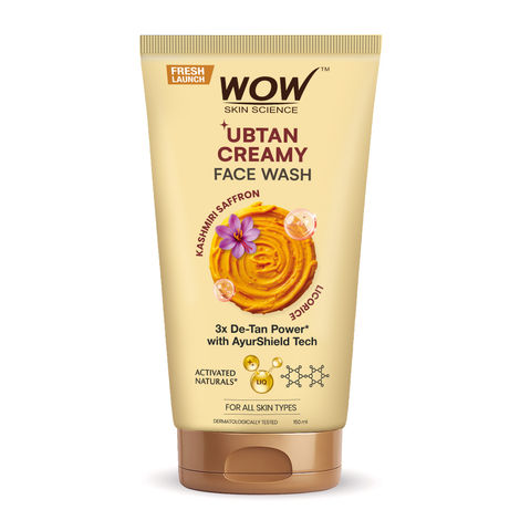 Buy WOW Skin Science Ubtan Creamy Face Wash | Kashmiri Saffron + Licorice | Brightening Formula | For Tanned, Dull Skin | Gentle Cleanser without harsh beads | For All Skin Types | 150 ml-Purplle