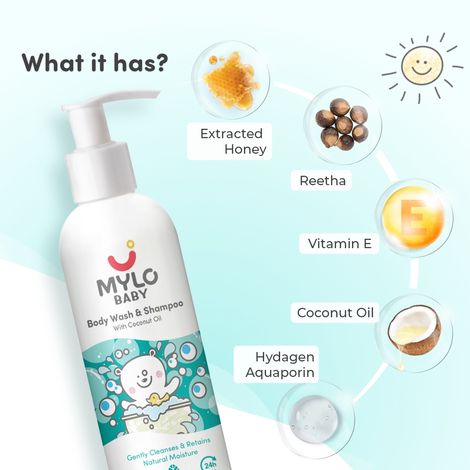 Buy Mylo Baby Body Wash and Shampoo With Coconut oil For Cleansing Head-to-Toe 200 ml-Purplle