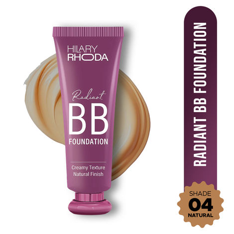 Buy Hilary Rhoda Radiant BB Foundation | Ultra-Creamy & Lightweight Formula | 9 to 5 Stay | Hides Blemishes & Dark Spots | Blends Easily | Dewy Finish | 60 gm (Natural | Shade 04)-Purplle