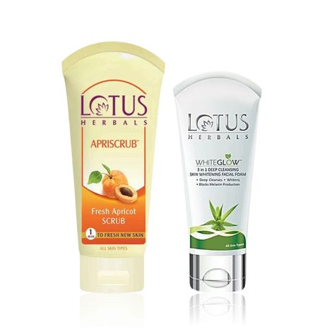 Buy Lotus Herbals Daily Detox & Radiance Kit: Lotus Whitening Facial Foam (50 gm) + Lotus Apricot Scrub (100 gm) Combo of 2-Purplle