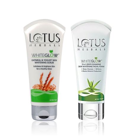 Buy Lotus Herbals Deep Cleanse & Gentle Exfoliate Kit: Lotus Whitening Facial Foam (100 gm) + Lotus Oatmeal & Yogurt Scrub (100 gm) Combo of 2-Purplle