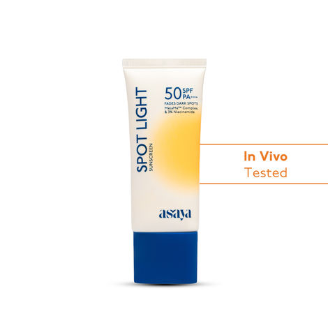 Buy Asaya Spot Light Sunscreen SPF 50 PA++++ | UVA/B Blue Light Protect | Depigmentation Cream for Dark Spots & Acne Marks | MelaMe ComplexTM, Niacinamide & Licorice | For Even Tone | For Men & Women | Oily, Dry, Sensitive & Combination Skin | 50 ml-Purplle