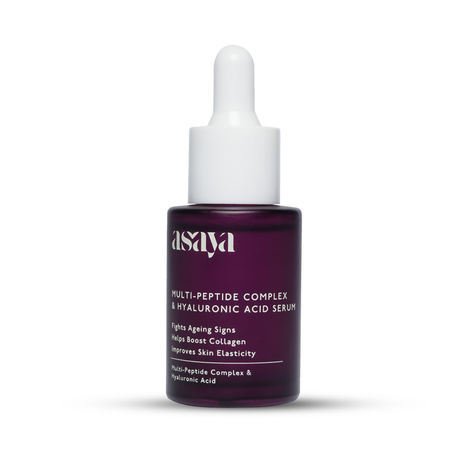 Buy Asaya Multi Peptide Face Serum with Hyaluronic Acid | Collagen Boosting & Hydrating | Smoothes Wrinkles, Firms Skin | 5% Tripeptide Complex | 30 ml-Purplle