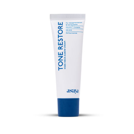 Buy ASAYA Tone Restore Cream for Dark Knees, Elbows & Neck | Depigmenting Cream with MelaMe™ Complex, Kojic Acid, AHAs & Urea | Brightening & Smoothing | Evens skin tone | Smooths rough, textured skin | For Men & Women | 50 gm-Purplle