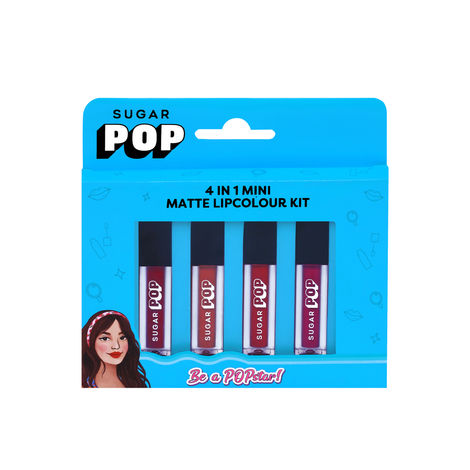 Buy SUGAR POP 4 in 1 Mini Matte Lipcolour Kit | Vitamin E | Smudgeproof | Long-lasting Wear | 4 N x 1.1 ml - 01 Cult Classics-Purplle