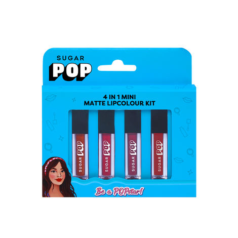 Buy SUGAR POP 4 in 1 Mini Matte Lipcolour Kit | Vitamin E | Smudgeproof | Long-lasting Wear | 4 N x 1.1 ml - 02 Bare Essentials-Purplle