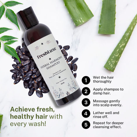 Buy FreshLuxe Herbal Harmony Shampoo | with Aloe Vera, Neem & Sitafal Seeds | Unisex | 200 ml-Purplle