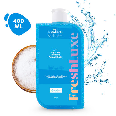 Buy FreshLuxe Aqua Essence Shower Gel & Body Wash | Sea Salt & Scrub Beads | Deep Hydration & Refreshing Cleanse | 400 ml-Purplle