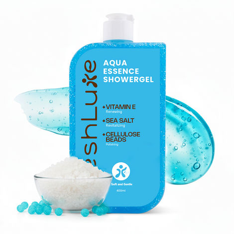 Buy FreshLuxe Aqua Essence Shower Gel & Body Wash | Sea Salt & Scrub Beads | Deep Hydration & Refreshing Cleanse | 400 ml-Purplle
