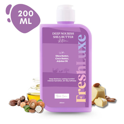 Buy FreshLuxe Deep Nourishing Body Lotion | Shea Butter, Cocoa Butter & Jojoba Oil | Intense Hydration | Unisex | 200 ml-Purplle