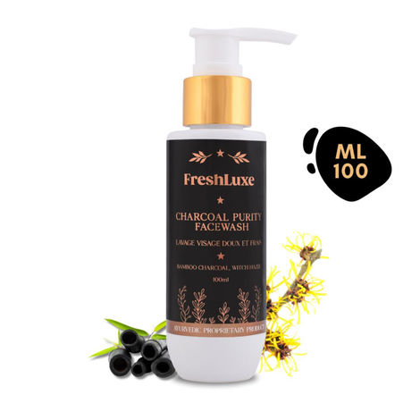 Buy FreshLuxe Charcoal Purity Face Wash | Deep Cleansing & Detox | Bamboo Charcoal & Witch Hazel | Unisex | Natural | 100 ml-Purplle
