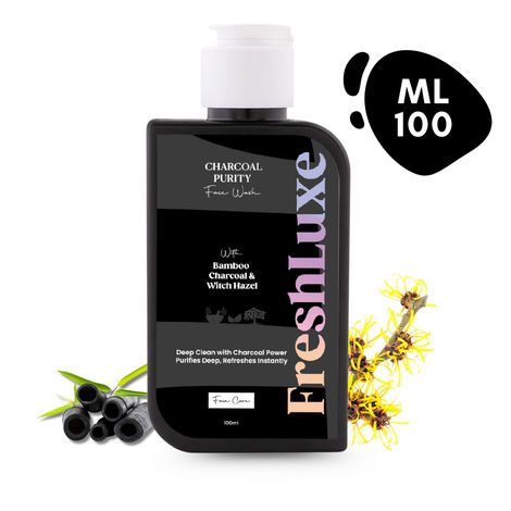 Buy FreshLuxe Charcoal Purity Face Wash | Deep Cleansing & Detox | Bamboo Charcoal & Witch Hazel | Unisex | Natural | 100 ml-Purplle