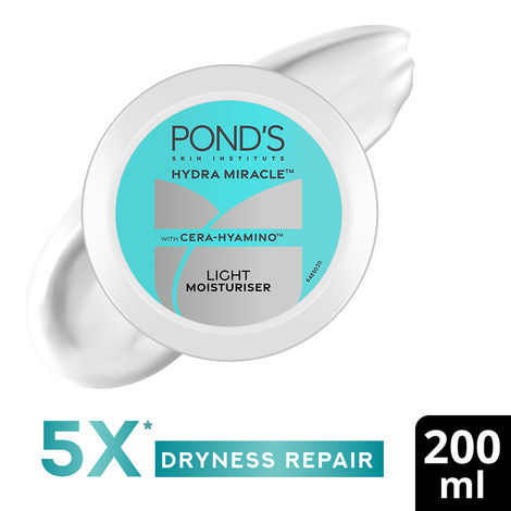 Buy POND'S Light Moisturiser with Cera-Hyamino for 5X Dryness Repair for Soft, Smooth Skin, 200 ml-Purplle