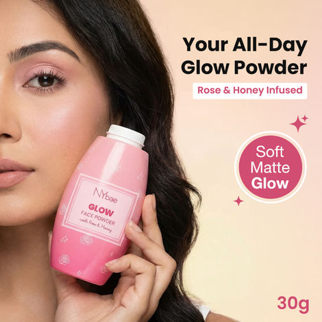Buy NY Bae Glow Face Powder with Rose & Honey | Soft Matte Finish | Controls Oil & Shine | Instant Fresh Glow | Lightweight, Feather-Light Texture | Brightens Dull Skin | Daily Setting Powder for All Skin Types – 30 gm-Purplle