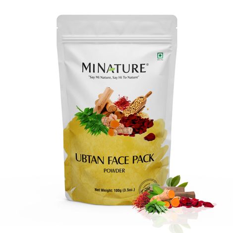 Buy MINATURE Ubtan Face Pack Powder – 100 gm with Turmeric, Barley, Sandalwood, Neem, Chickpeas, Saffron, Mogra & Rose – (Face Pack for DIY Skin Care)-Purplle