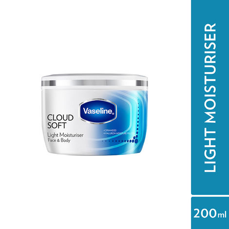 Buy Vaseline Cloud Soft Light Moisturiser | 100 Hours Non-Sticky Hydration | Ceramides & Hyaluron | For All Skin Types 200 ml-Purplle