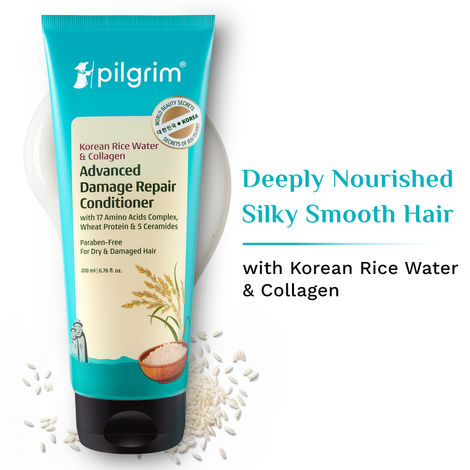Buy Pilgrim Korean Rice Water & Collagen Advanced Damage Repair Conditioner Nourishes & Softens 200 ml-Purplle