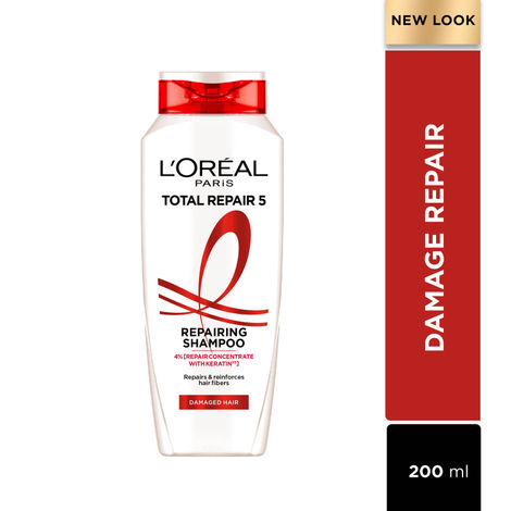 Buy L'Oreal Paris Total Repair 5 Shampoo For Damaged Hair | Powered by Keratin XS Technology| Fights 5 Signs of Hair Damage- Frizz, Breakage, Dryness, Stiff Hair, and Split ends | 200 ml-Purplle