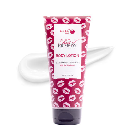 Buy Bubble Me Kiss of Krimson Body Lotion with Almond, Jojoba & Olive Oil for Hydrated Glow | 200 ml-Purplle