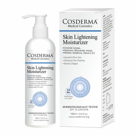Buy Cosderma Skin Lightening Moisturizer With Niacinamide, Arbutin, Glutathione & Vitamin C | Brightening, Hydrating & Collagen-Boosting Daily Moisturizer | 180 ml-Purplle
