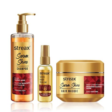 Buy Streax Serum Shine Shampoo, Mask and Serum Combo of 3-Purplle