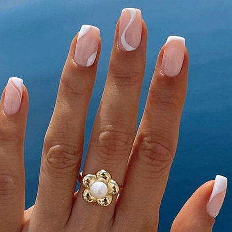 Buy Secret Lives acrylic reusable false artifical press on nails french fake nails white curve design with 24 Pc with kit-Purplle