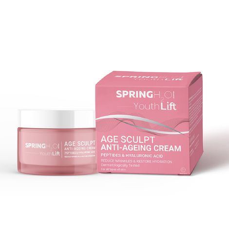 Buy Spring H2O Anti-Aging Cream – Reduces Wrinkles & Fine Lines | Hydrates & Firms Skin | With Peptides, Hyaluronic Acid & Vitamin E | For Youthful, Glowing Skin 50 ml-Purplle