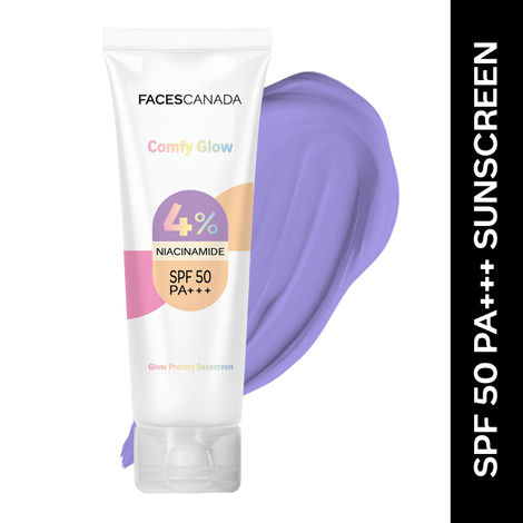 Buy FACES CANADA Comfy Glow Sunscreen - 30 ml | SPF50 PA+++ | UVA & UVB Protection | Feather Light Texture | Lightweight & Non Greasy | Brightens Skin | Hydrates Skin | Prevents Sunburns, Tanning & Premature Aging-Purplle