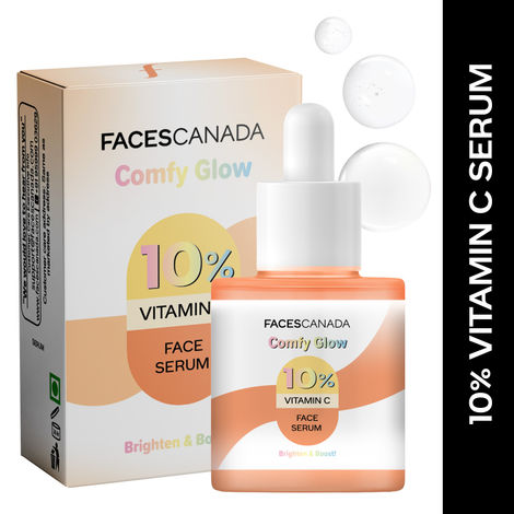 Buy FACES CANADA Comfy Glow 10% Vitamin C Face Serum - 30 ml | Brightens Complexion | Dark Spot Reduction | Lightweight | Prevents Premature Aging | Hydrating & Healthier Looking Skin-Purplle