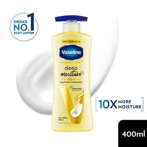 Buy Vaseline Deep Moisture Body Lotion |For Dry Skin| Moisturised Glowing Skin| With Pro Ceramides 400ml-Purplle