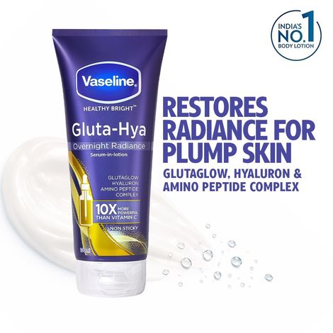 Buy Vaseline Gluta-Hya Overnight Radiance, Serum-In-Lotion, Boosted With Amino Peptide, 200 ml-Purplle