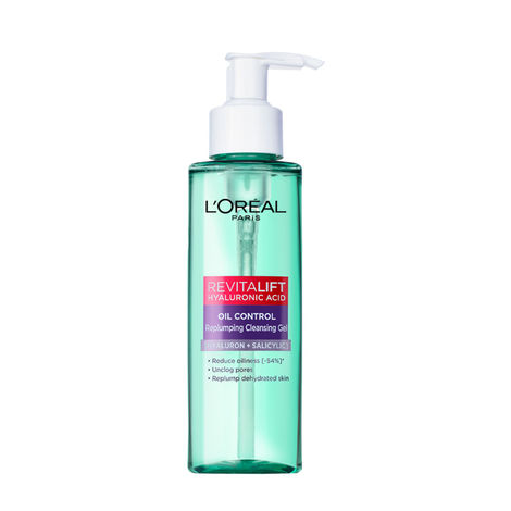 Buy L'Oreal Paris Revitalift Hyaluronic Acid Oil Control Replumping Cleansing Gel, enriched with Hyaluronic Acid & Salicylic Acid for cleansing the face deeply - 120 ml-Purplle