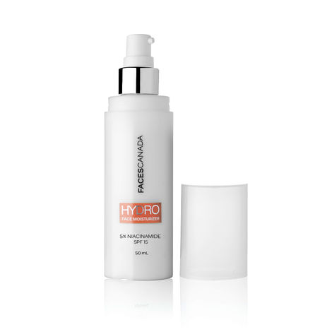 Buy FACES CANADA Hydro Face Moisturizer - 50 ml | SPF 15 | Lightweight & Non-Greasy | Hydrating | Improves Uneven Skin | Minimizes Pores | Healthy Glowing Skin | All Skin Types-Purplle