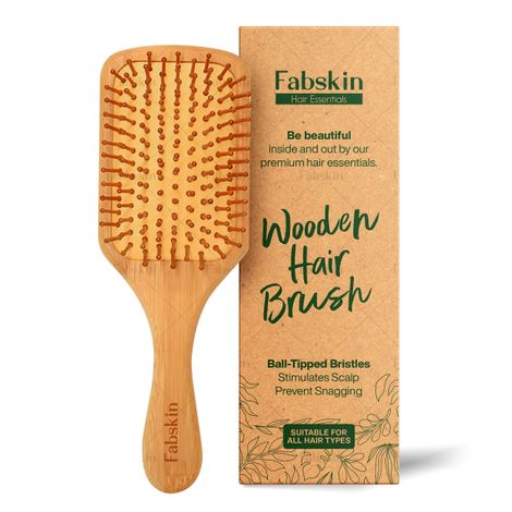 Buy Fabskin Wooden Paddle Cushioned Hair Brush For Men & Women With Bamboo Bristles 1 pc-Purplle