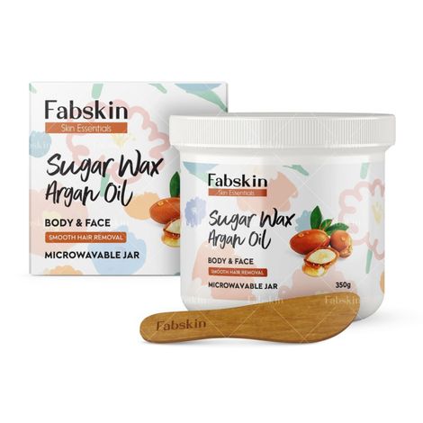 Buy Fabskin Sugar Wax Argan Oil (350 gm) | With Wooden Applicator Spatula | Full Body Smooth Hair Removal Wax For Women | Microwavable Jar-Purplle