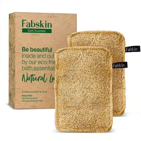 Buy Fabskin Natural Loofah Organic Sun Dried I Body Bath Sponge & Scrubber for Men & Women I Organic Luffa for Bath Shower Skin Exfoliation - Pack of 2-Purplle