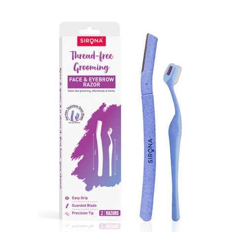 Buy Sirona Reusable Eyebrow & Face Razor for Women - 2 Razors | Painless Facial Hair Removal | Eyebrow Shaper, Upper Lip, Forehead, Peach Fuzz, Chin, Sideburns & Dermaplaning Tool-Purplle