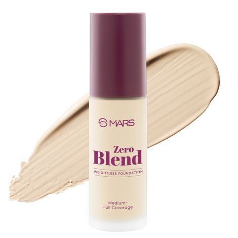 Buy MARS Zero Blend Weightless Foundation for Makeup (30 ml) (02-SHELL COCONUT) | Lightweight & Long-Lasting | Matte Finish | Buildable Coverage | Sweat-Proof | Hydrating Formula-Purplle