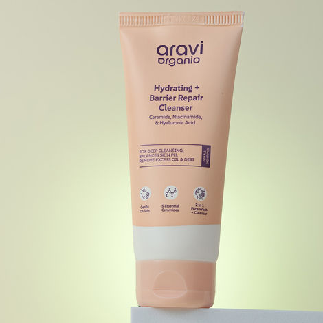 Buy Aravi Organic Hydrating Barrier Repair Cleanser | With Ceramide, Niacinamide & Hyaluronic Acid | Nourishing & Hydrating Cleanser for All Skin Types | Gentle Daily Cleanser for Soft & Smooth Skin | 100 ml-Purplle